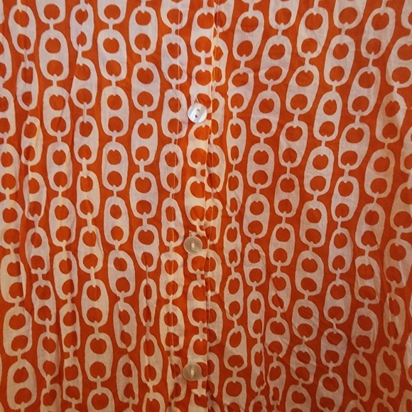Mary Marshmallow long sleeve button geometric  Orange and White sizexl beach - Picture 7 of 9